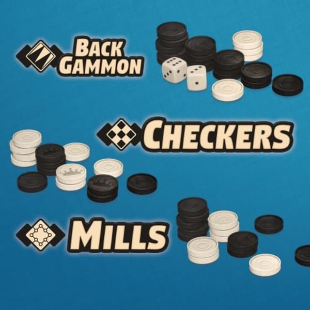 3in1 Game Collection: Backgammon + Checkers + Mills